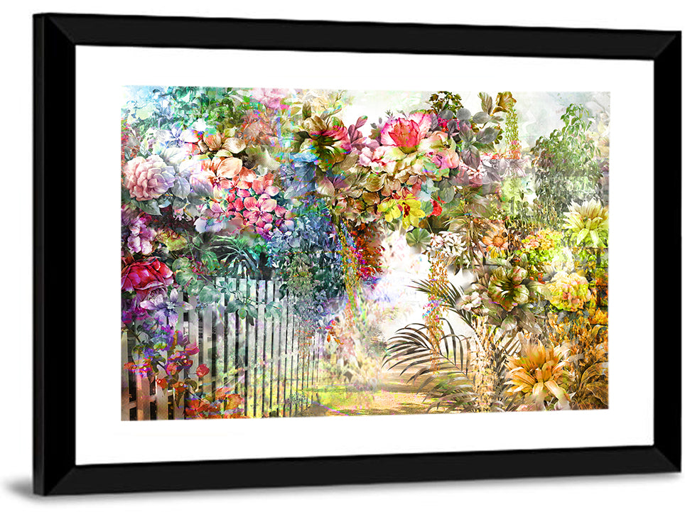 Spring Garden with White Picket Fence Wall Art