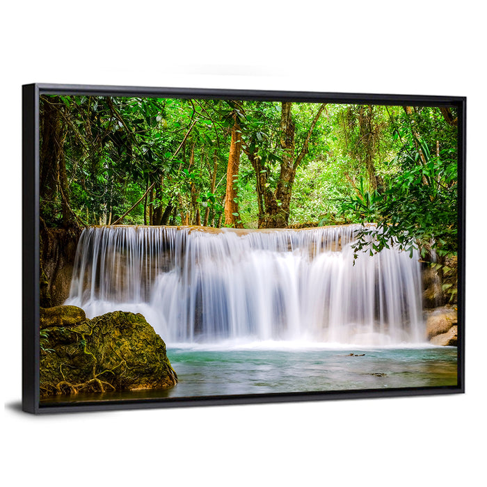 Huai Mae Khamin Waterfall, Jungle Canopy Wall Art as a framed canvas