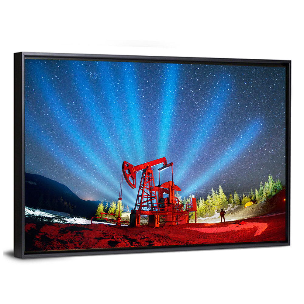 Starry Night Oil Pump Jack Wall Art