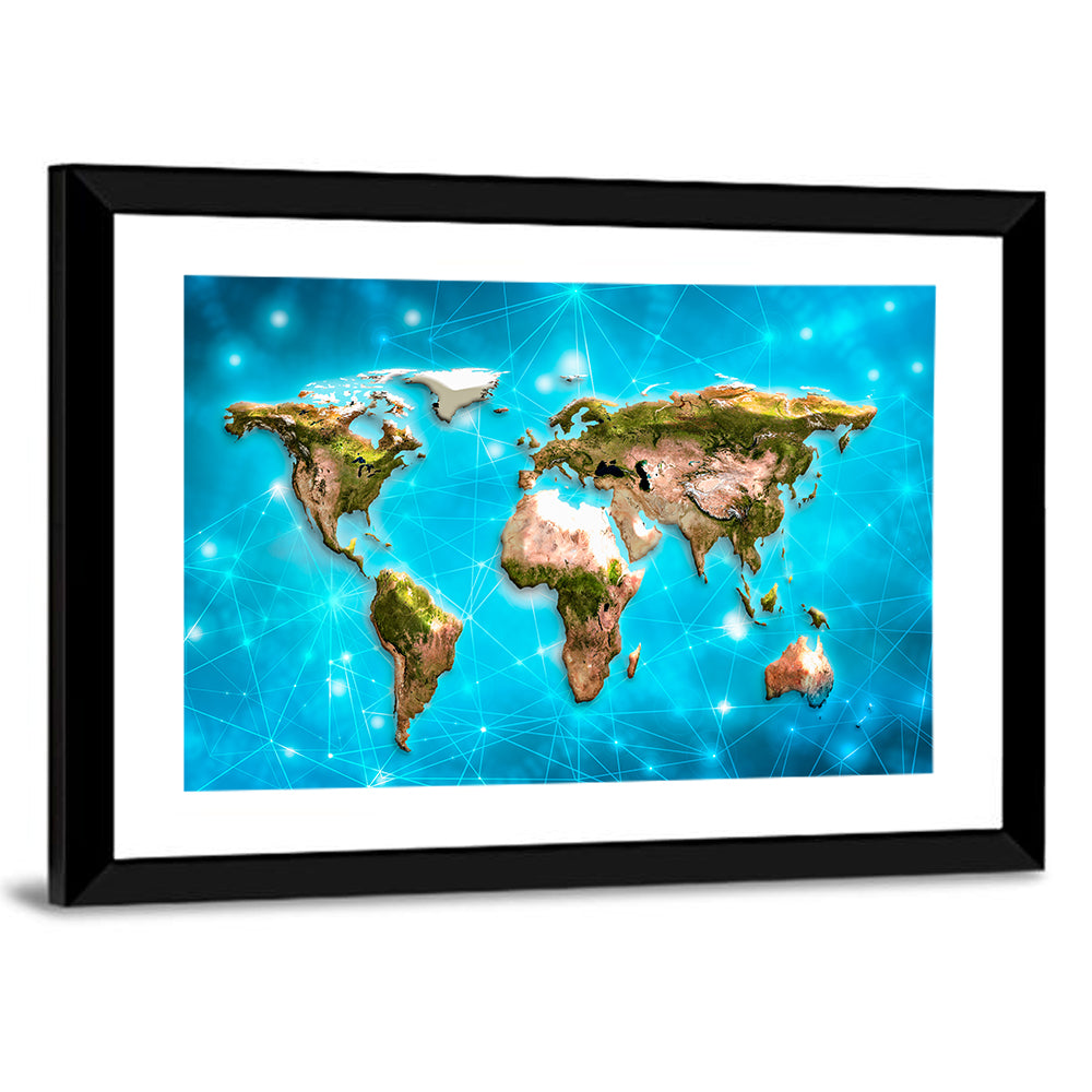 Geometric World Map Illustration Wall Art