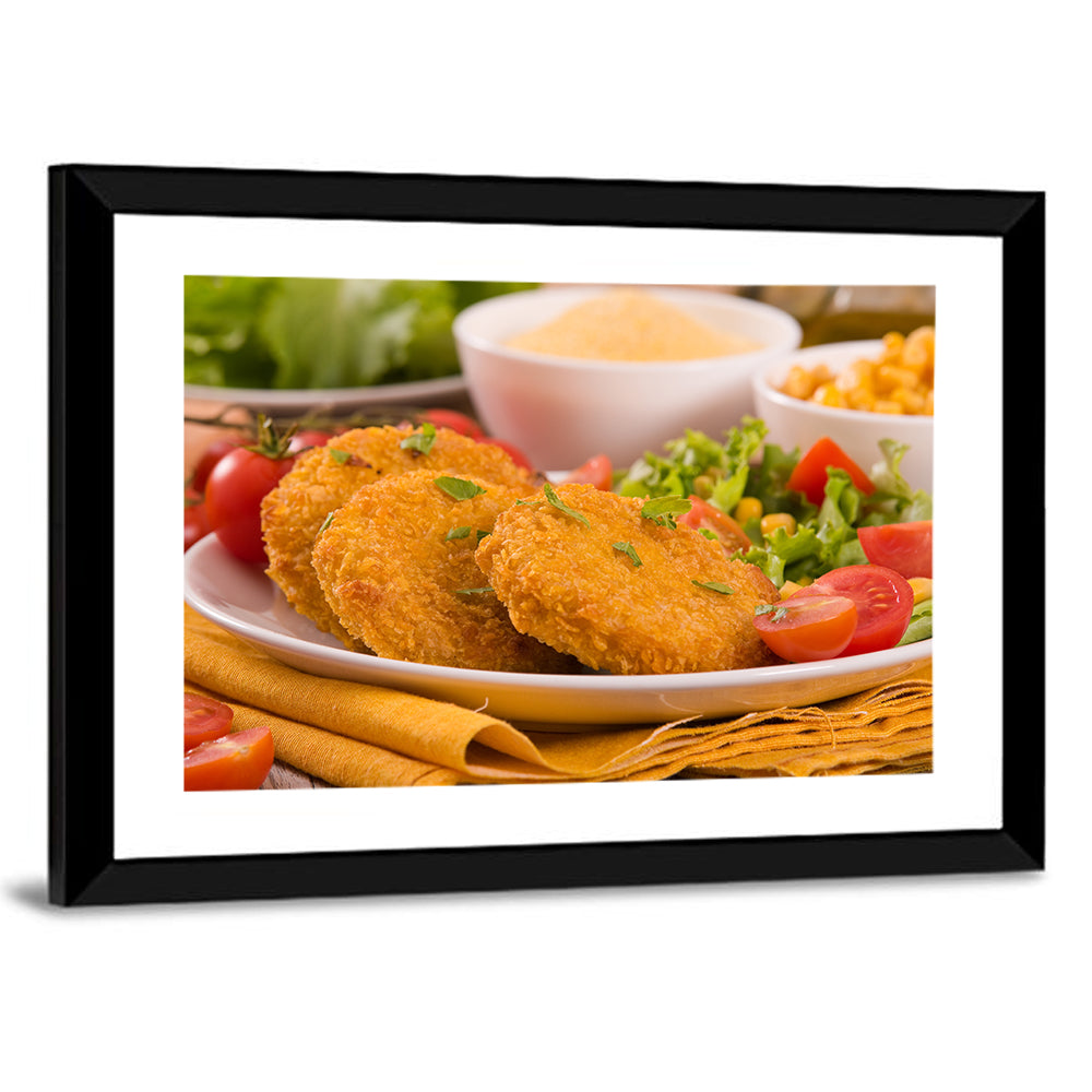 Golden Corn Cutlet Burger Wall Art