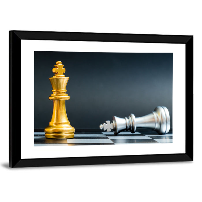 Gold King Victorious Over Fallen Silver King Wall Art as a framed print