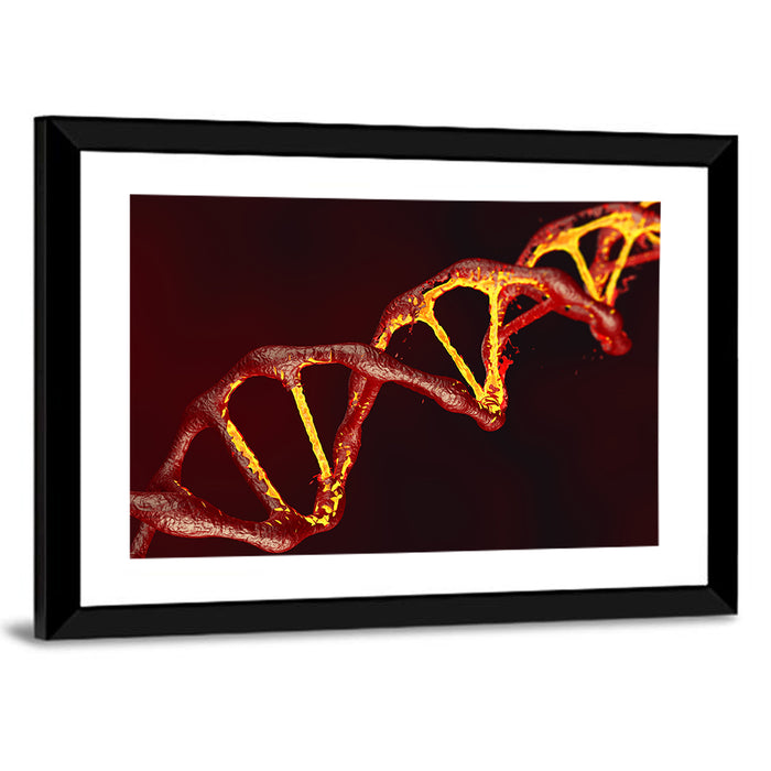 Red Dna Double Helix Wall Art as a framed print