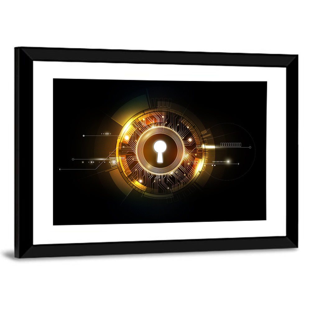 Glowing Keyhole Tech Abstract Wall Art