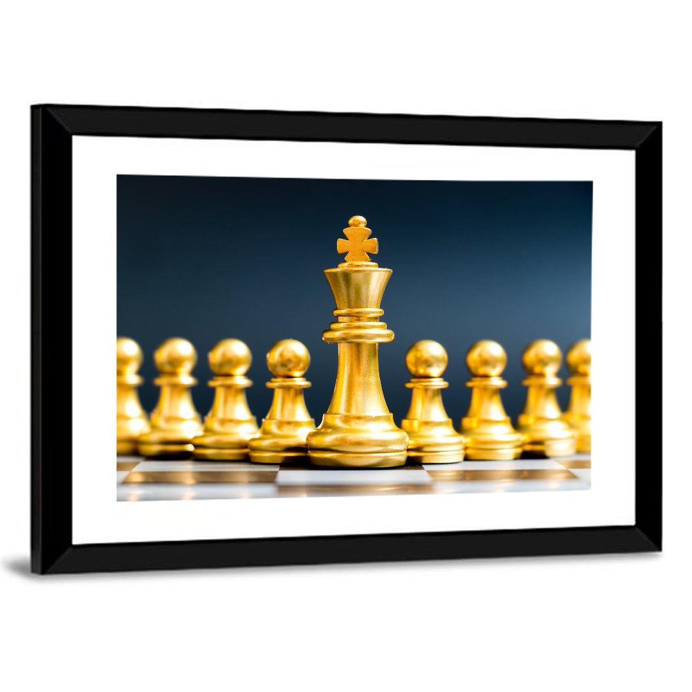 Golden King with Pawns Wall Art