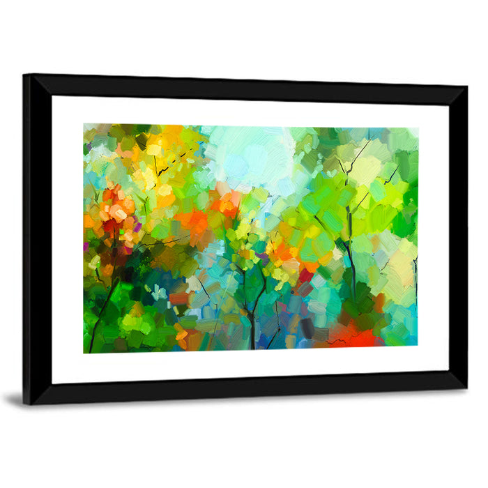 Colorful Forest Canopy Wall Art as a framed print
