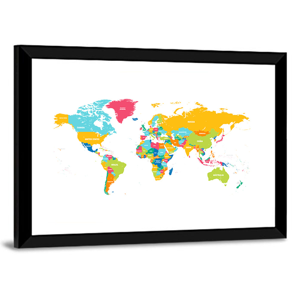 Colorful World Map Wall Art