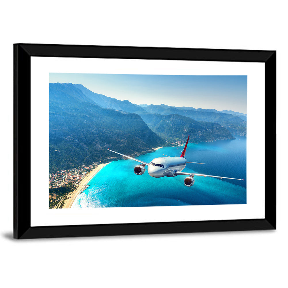 Airplane Over Turquoise Coast Wall Art