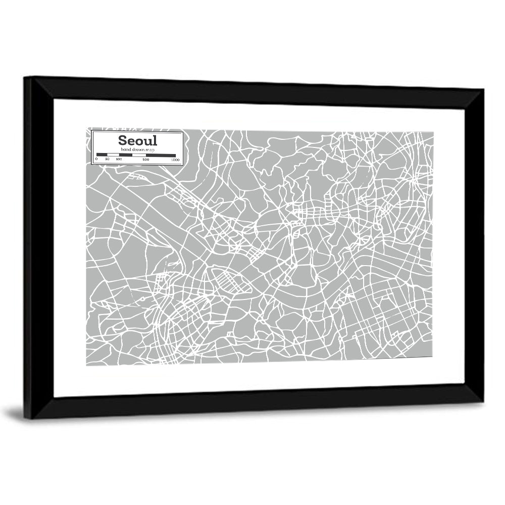 Seoul Street Map Wall Art