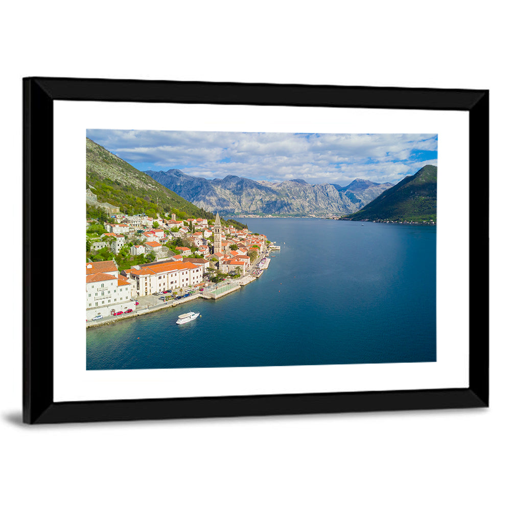 Perast Aerial Coastal View Wall Art