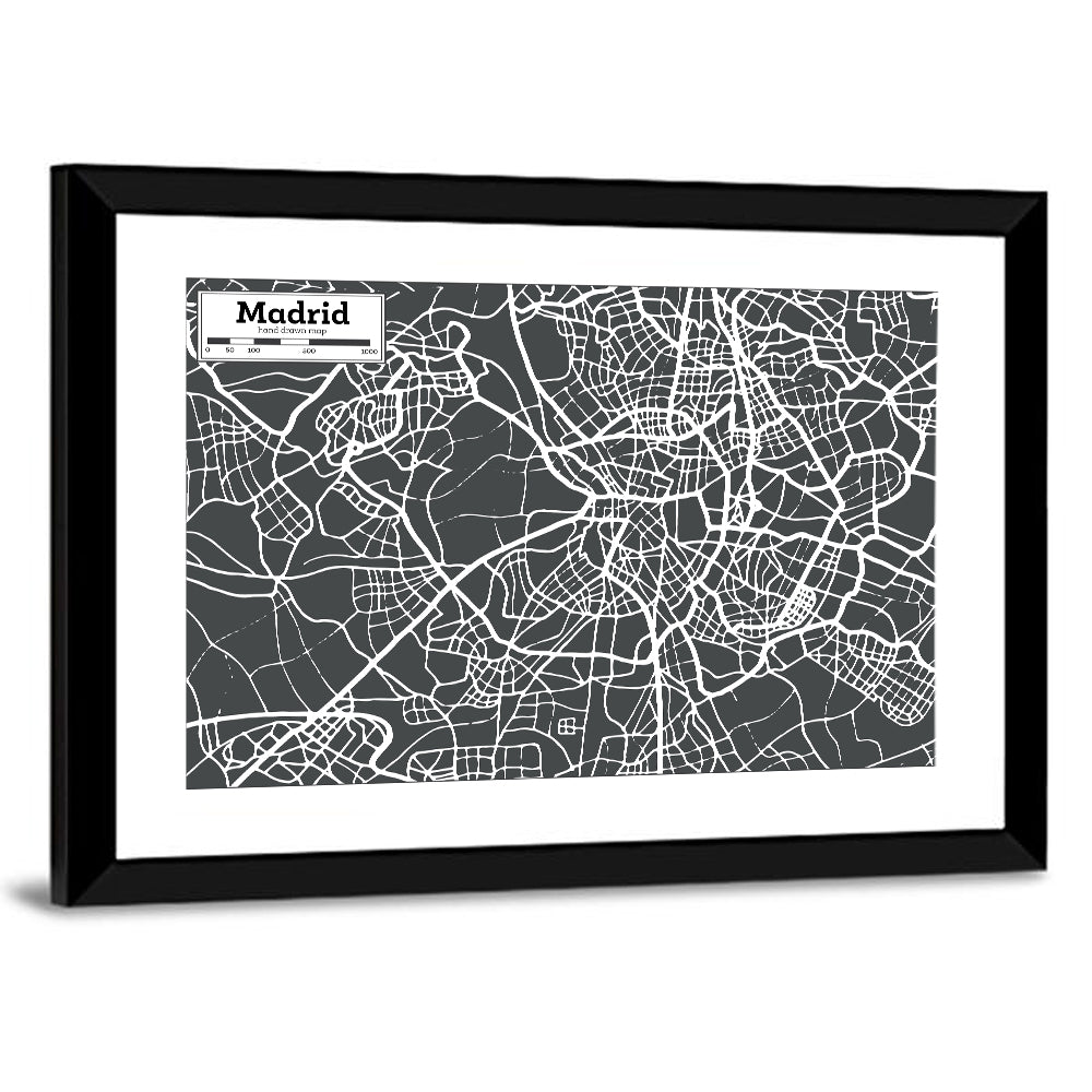 Madrid City Map Wall Art