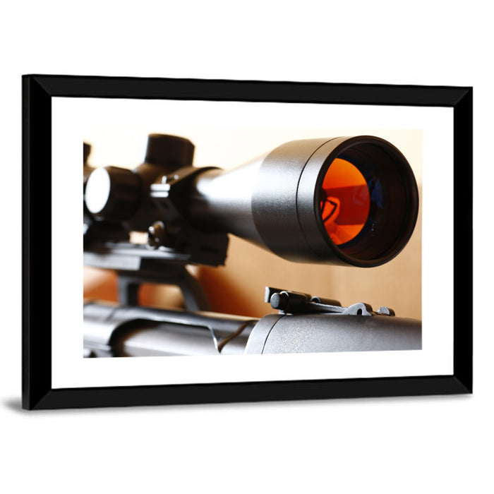Sniper Scope Close Up Wall Art as a framed print