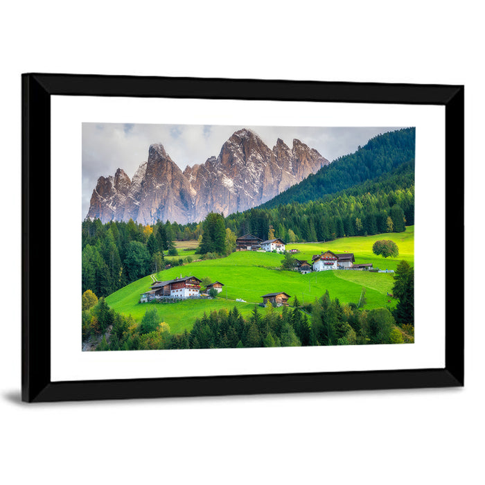 Santa Maddalena Village, Dolomites Wall Art as a framed print