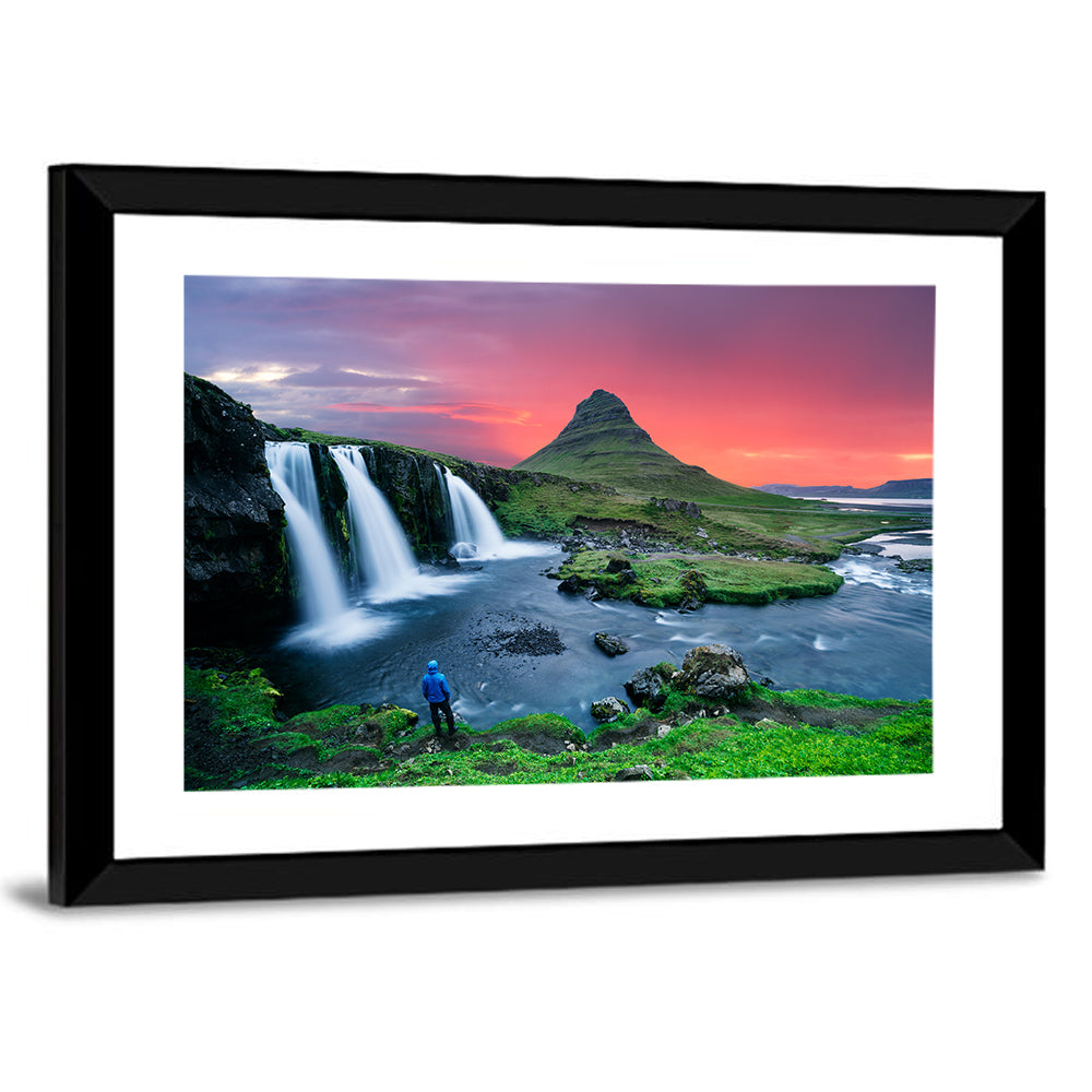 Kirkjufell Sunset with Kirkjufellsfoss Wall Art