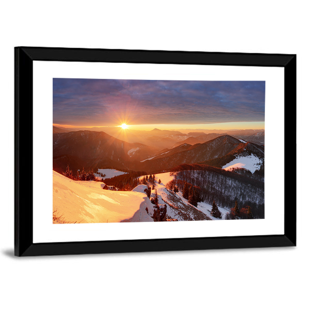 Slovakia Winter Mountain Sunset Wall Art