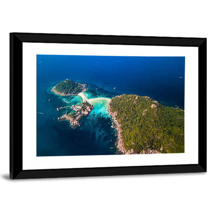 Koh Nang Yuan Aerial View Wall Art as a framed print