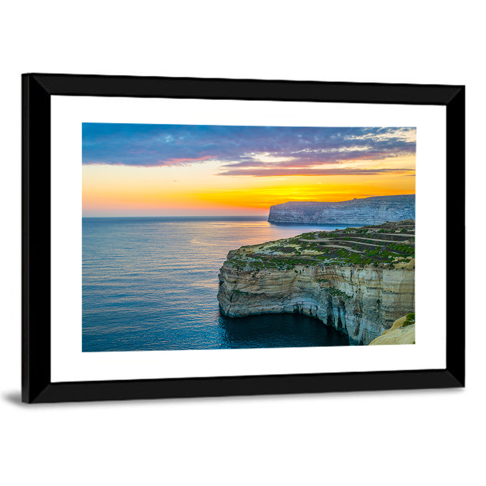 Sunset Over Sanap Cliffs Malta Wall Art