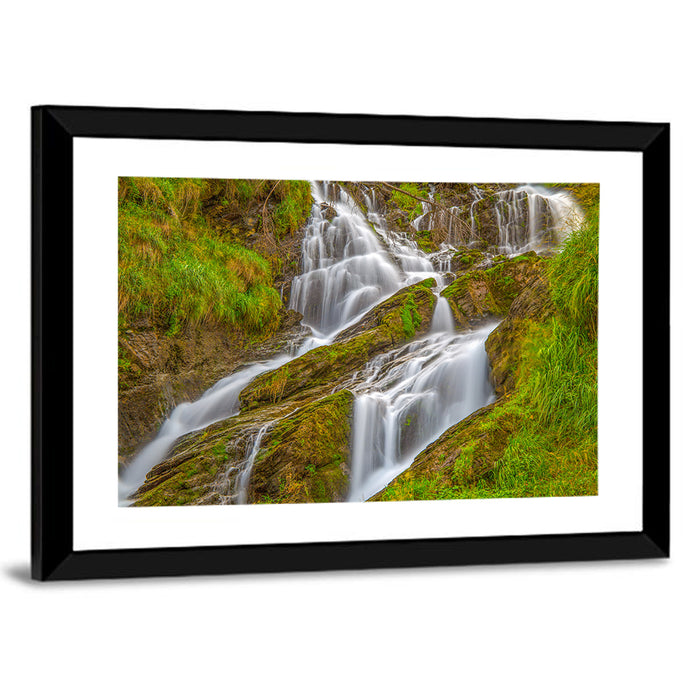 Tiered Waterfall in Val D'aosta Wall Art as a framed print