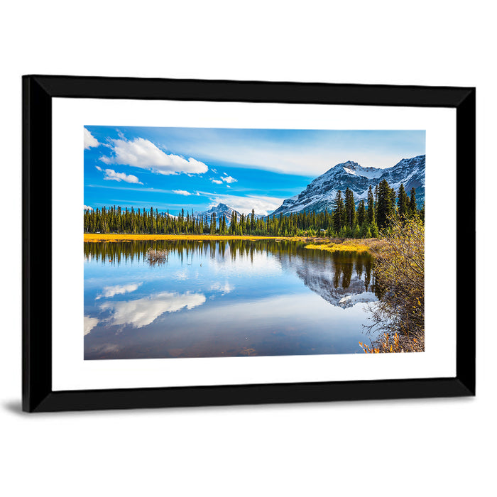 Marshy Lake Reflection in the Rocky Mountains Wall Art as a framed print