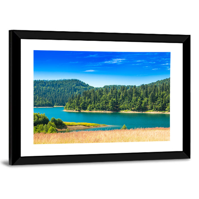 Lokvarsko Lake Turquoise Shoreline Wall Art as a framed print