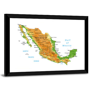 Mexico Physical Map Wall Art