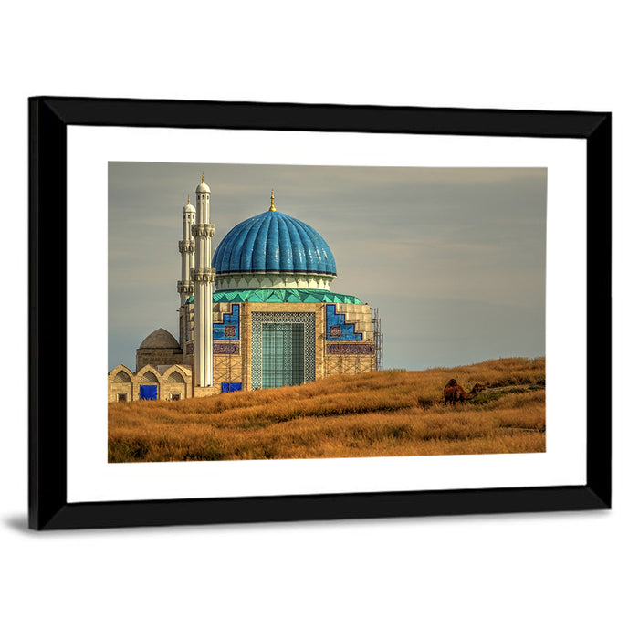Blue Domed Mosque in Turkistan Wall Art as a framed print
