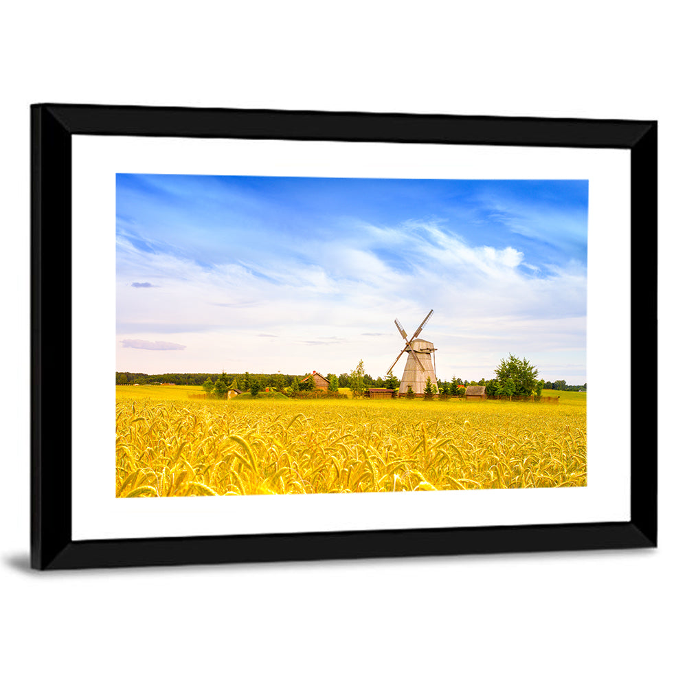 Dudutki Windmill in Golden Fields Wall Art