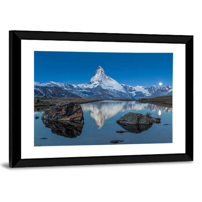 Matterhorn Sunset Over Stelli Lake Wall Art as a framed print