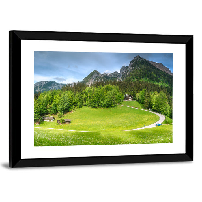 Berchtesgaden Meadow Road Wall Art as a framed print
