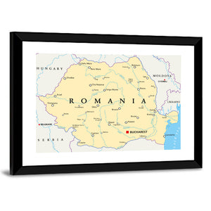 Romania Political Map Wall Art