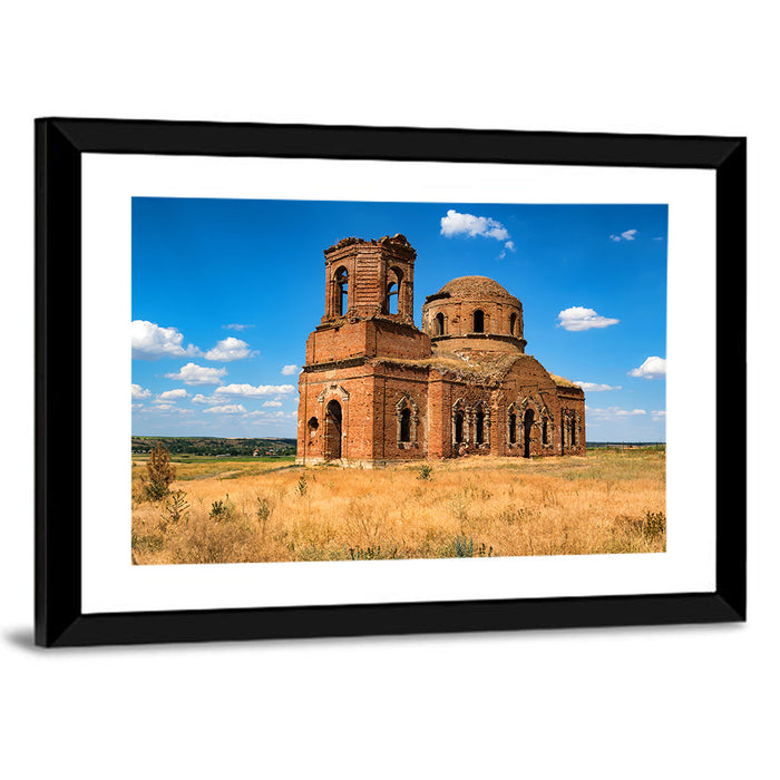Sunlit Ruined Orthodox Cathedral Wall Art as a framed print
