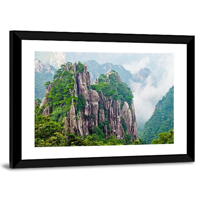 Mount Huangshan Misty Peaks Wall Art as a framed print