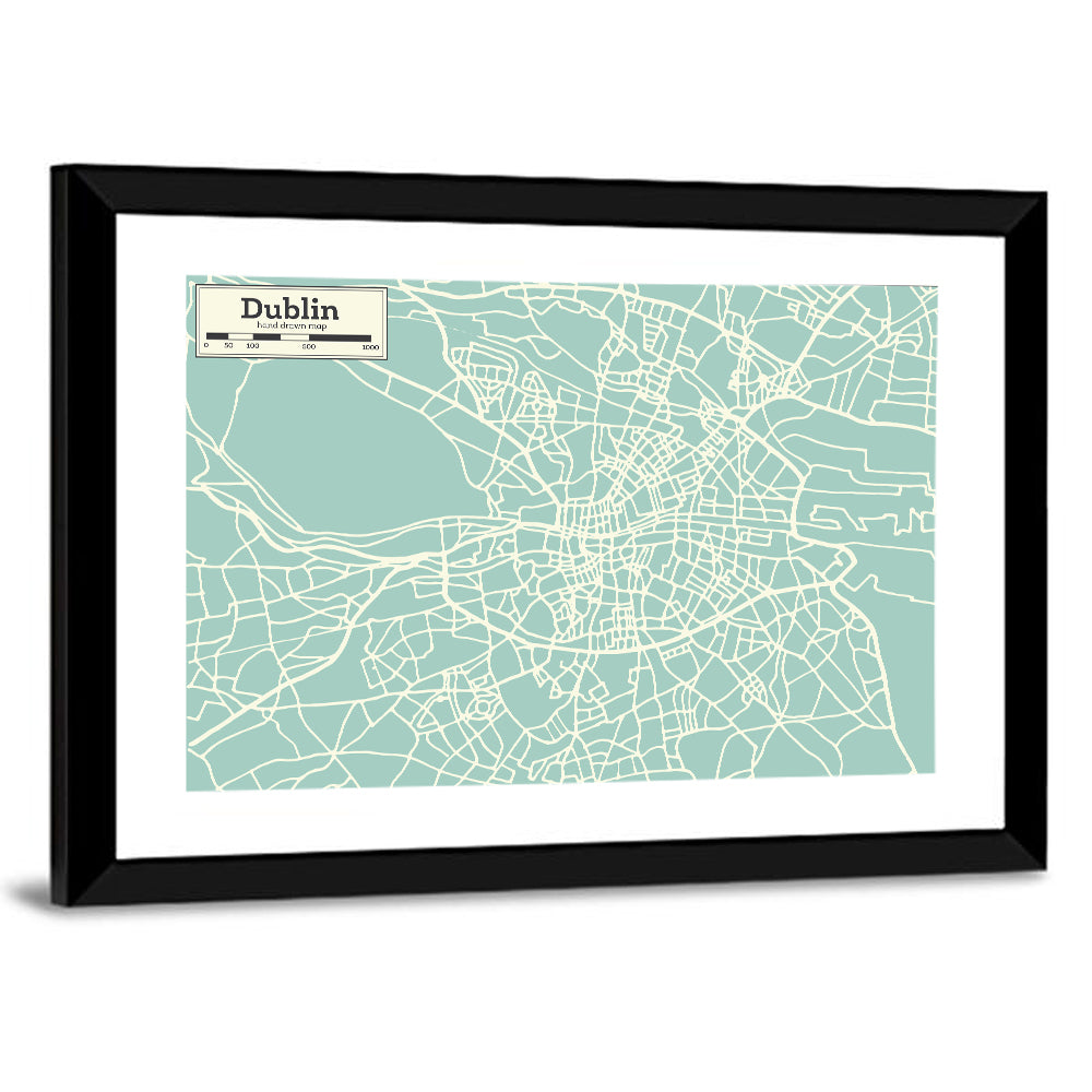 Dublin Street Grid Map Wall Art