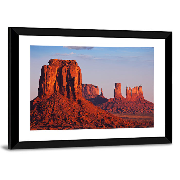 Monument Valley Mesa at Golden Hour Wall Art as a framed print