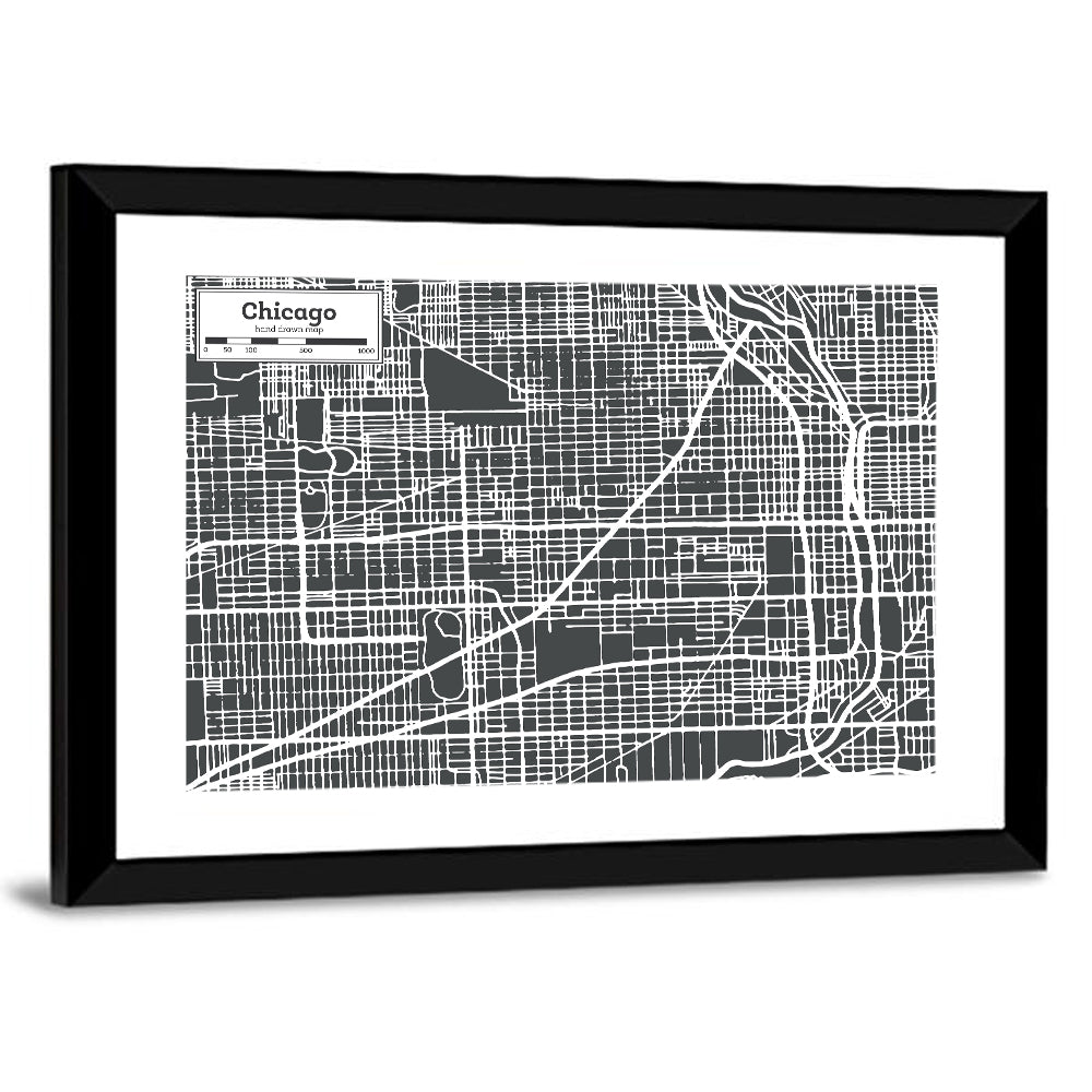 Chicago Street Grid Map Wall Art