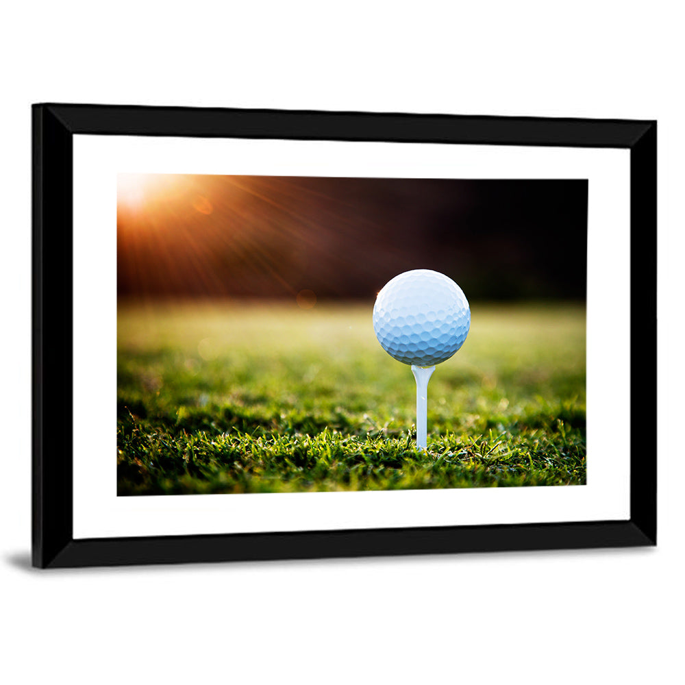 Golf Ball on Tee at Sunset Wall Art