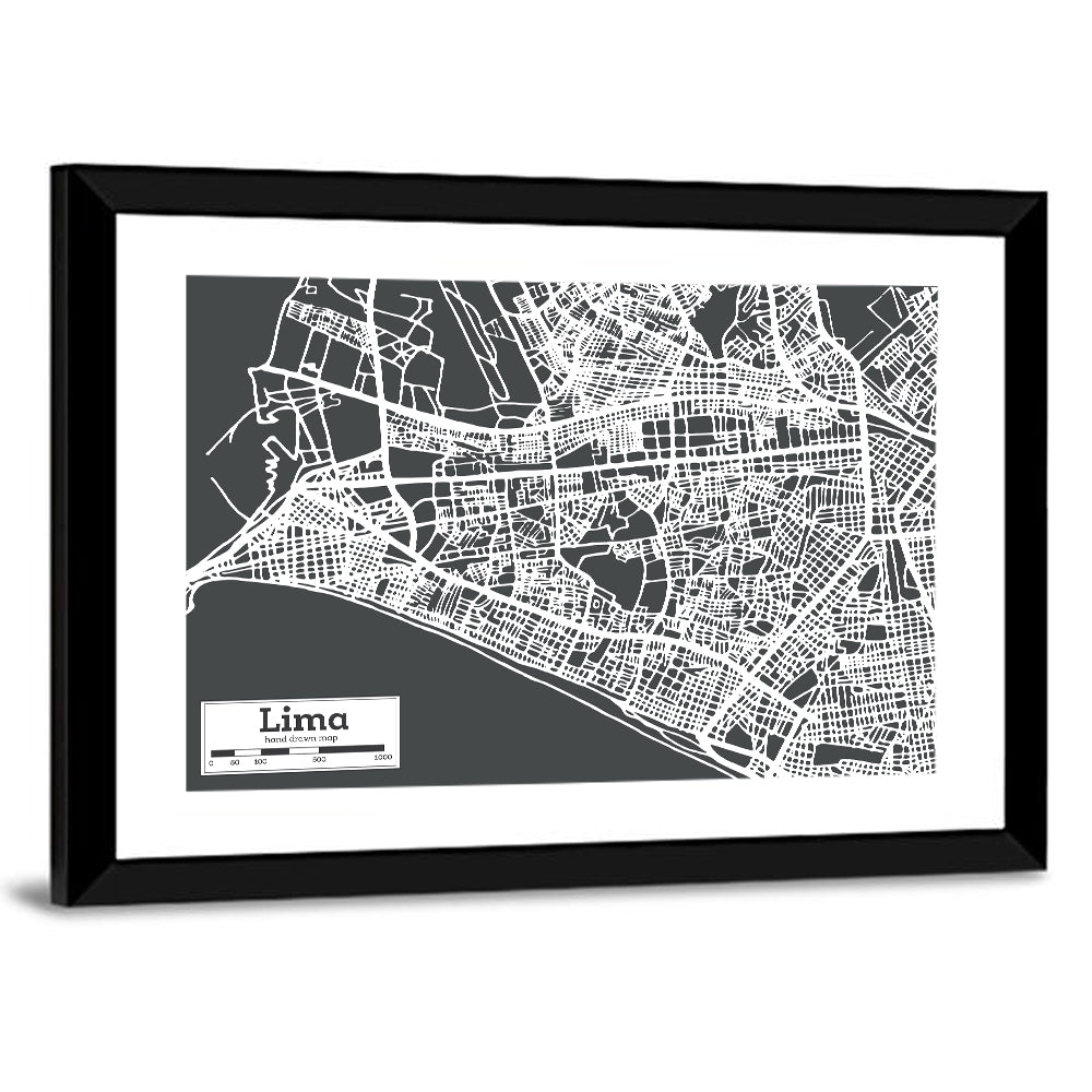Lima Coastal City Map Wall Art