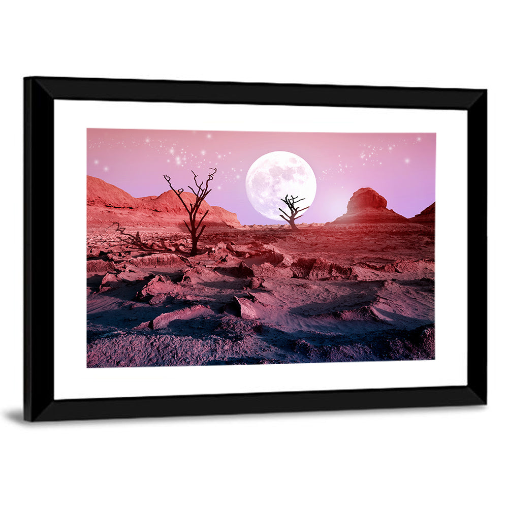 Desert Moon with Silhouetted Trees Wall Art