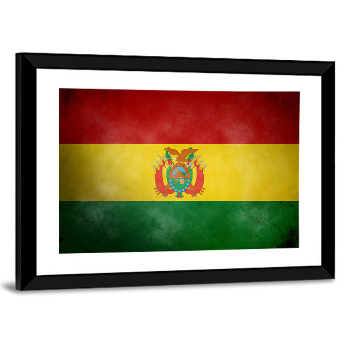 Vintage Bolivian Flag with Coat of Arms Wall Art