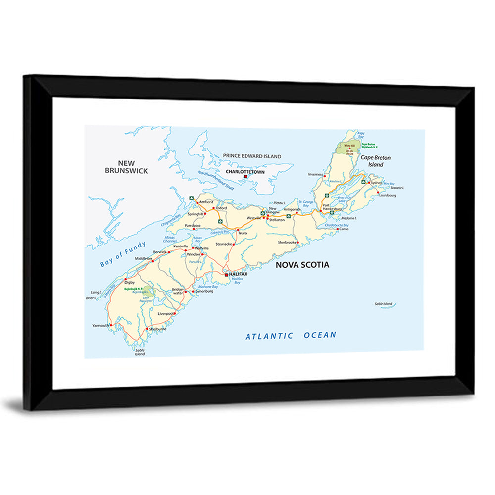 Nova Scotia Nautical Map Wall Art
