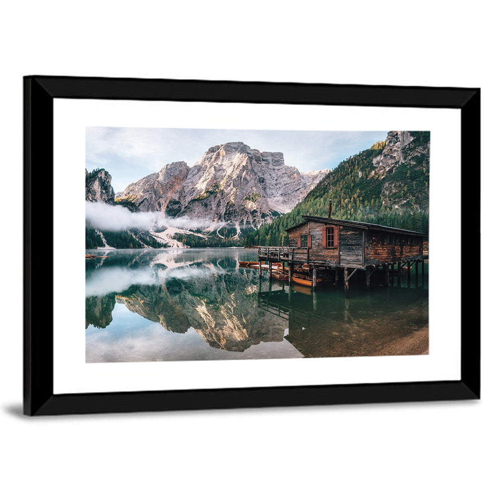 Lago Di Braies Boat House Wall Art