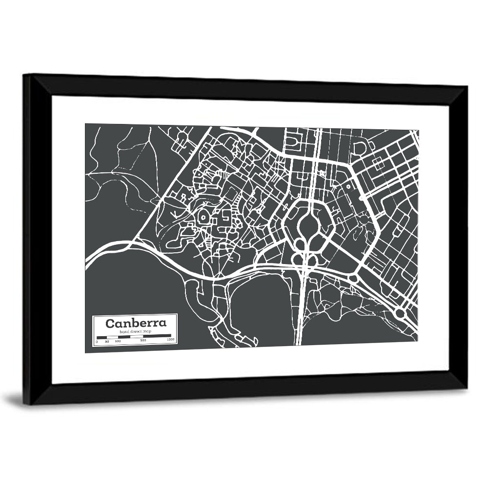 Canberra Street Grid Map Wall Art
