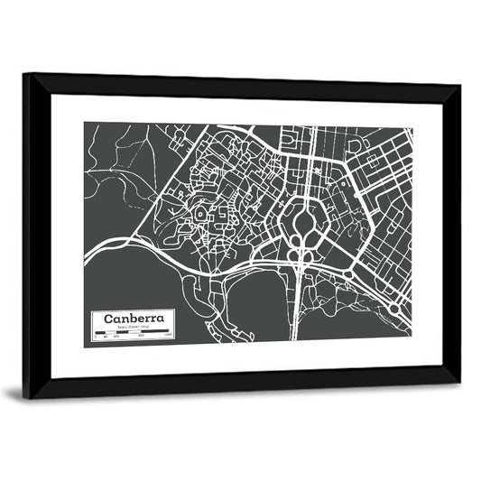 Canberra City Map Wall Art