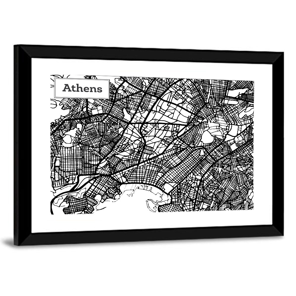 Athens Street Grid Map Wall Art