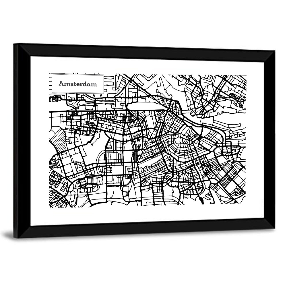 Amsterdam Canals Map Wall Art