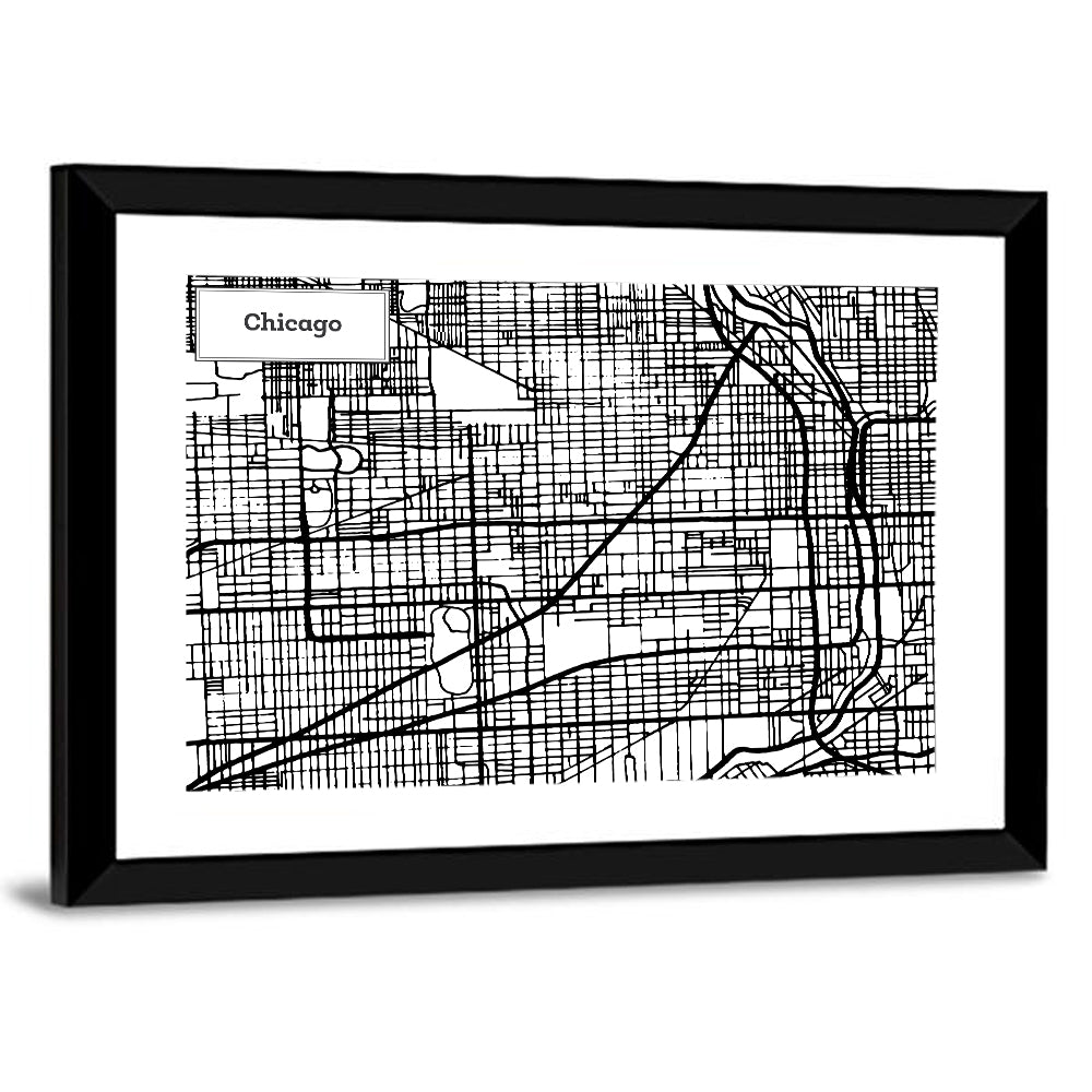Chicago Street Grid Map Wall Art