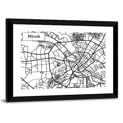 Minsk City Map Wall Art