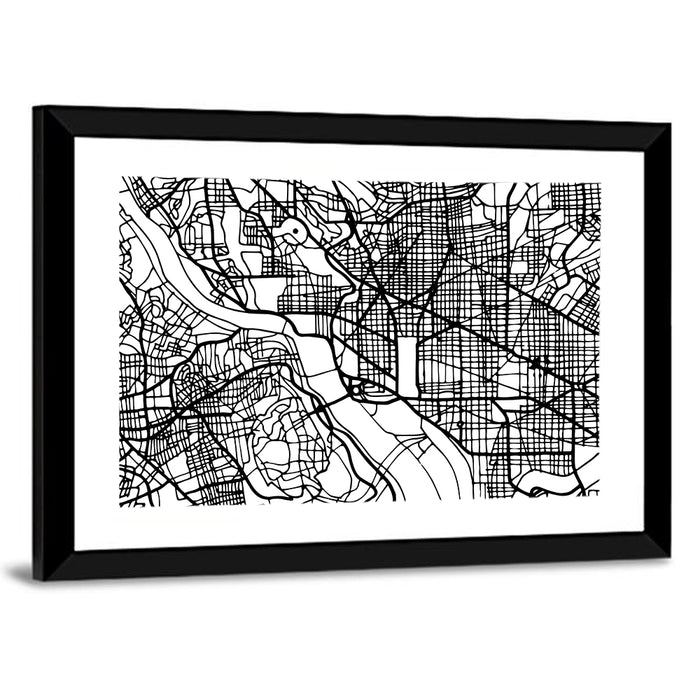 Washington Dc Street Grid Map Wall Art as a framed print