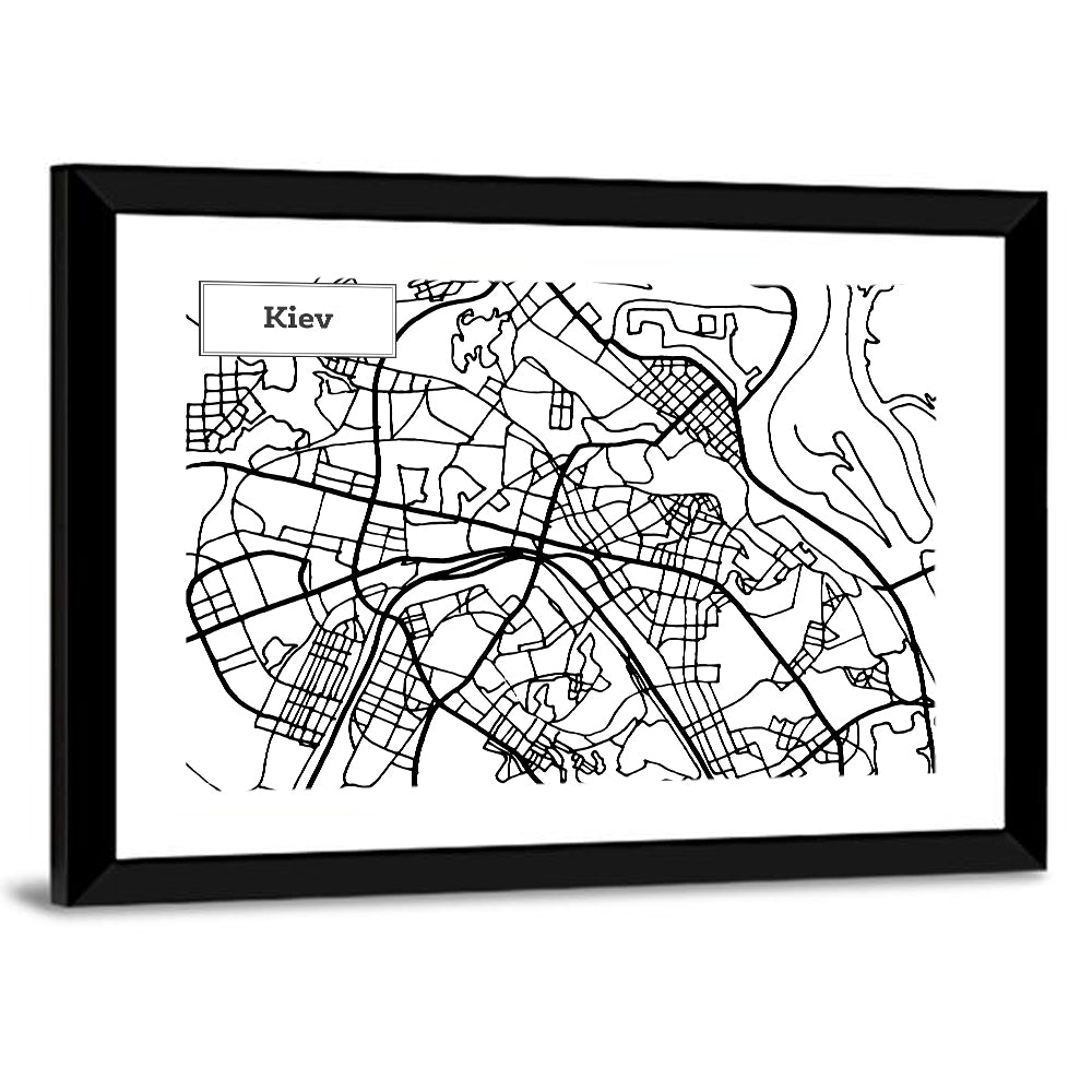Kiev Street Grid Map Wall Art