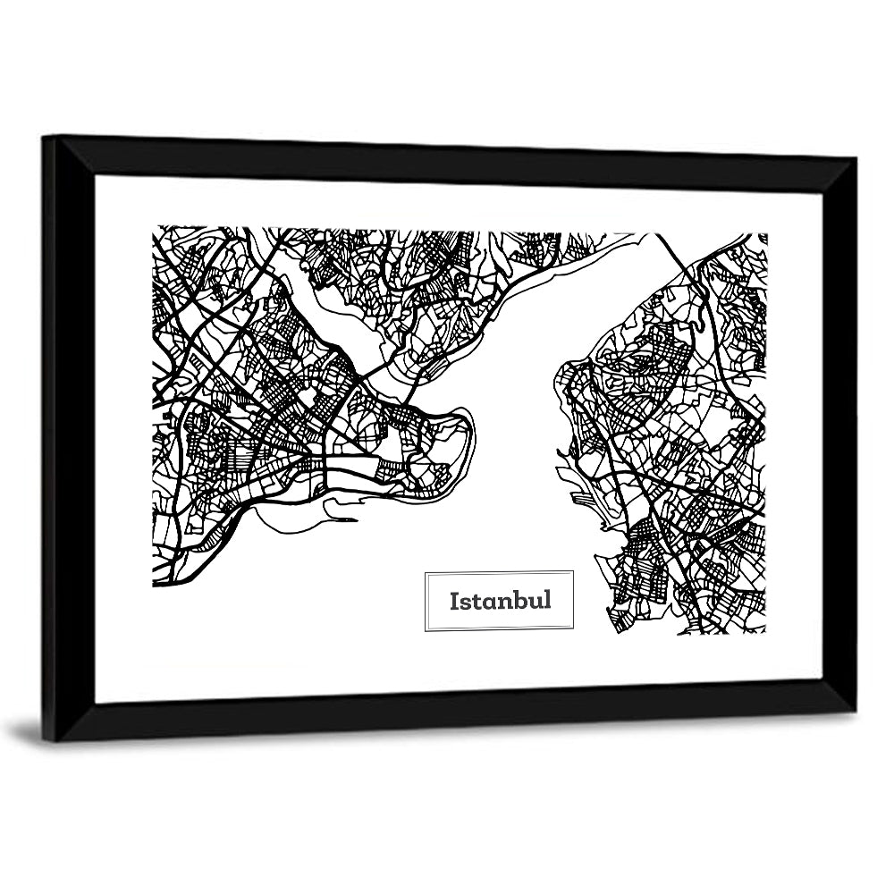 Istanbul Bosphorus Map Wall Art